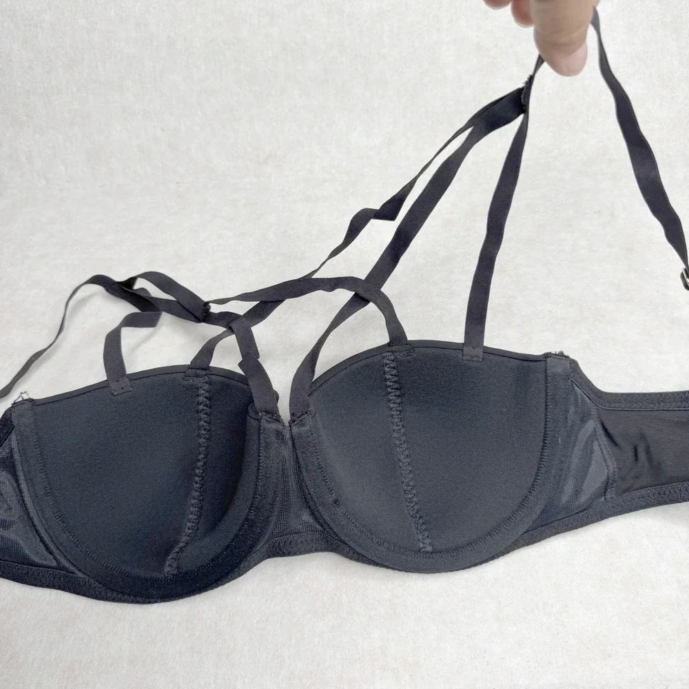 Adore Me 34B Black Multi Strappy Front‎ Push Up Underwire Bra Size 34 B 34B